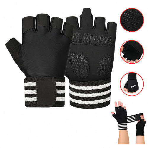 CR-428 GUANTES PARA GYM CON MUÑEQUERA NEGRO