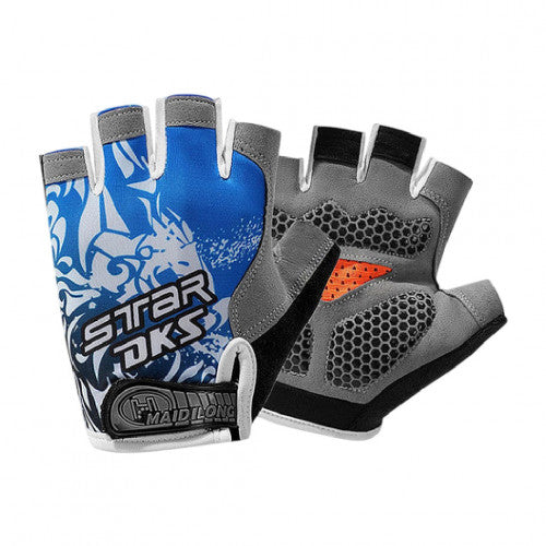 CR-051 GUANTES DE GYM CORTO EN GEL AZUL