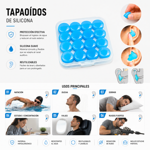TAPONES DE OIDOS EN SILICONA CAJA x16 UNDS