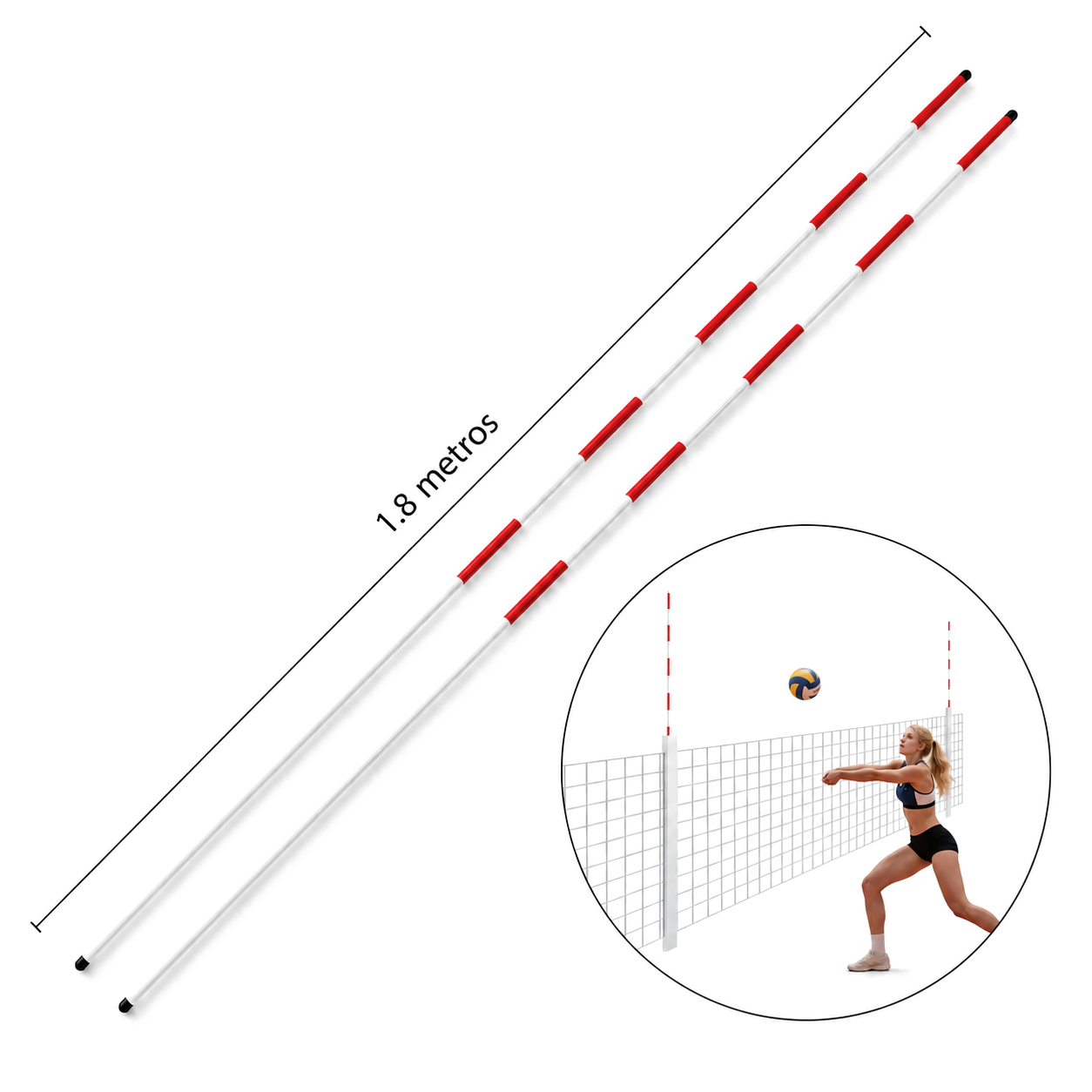 ANTENA PARA VOLEIBOL EN FIBRA DE VIDRIO CON CINTA 1.8 MT