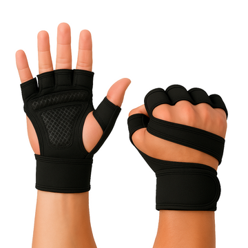 CR-478 GUANTES DE GYM SIN DEDOS NEGRO