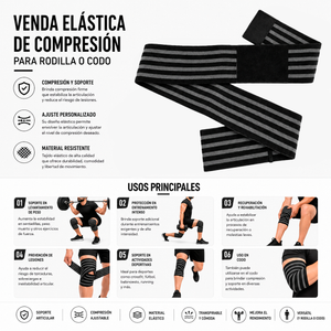 VENDA ELASTICA DE COMPRESIÓN PARA RODILLA/CODO