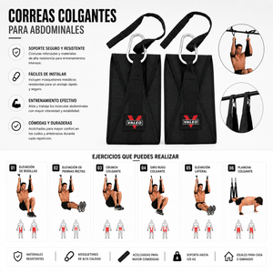 CORREAS COLGANTES PARA ABDOMINALES DE LEVANTAMIENTO