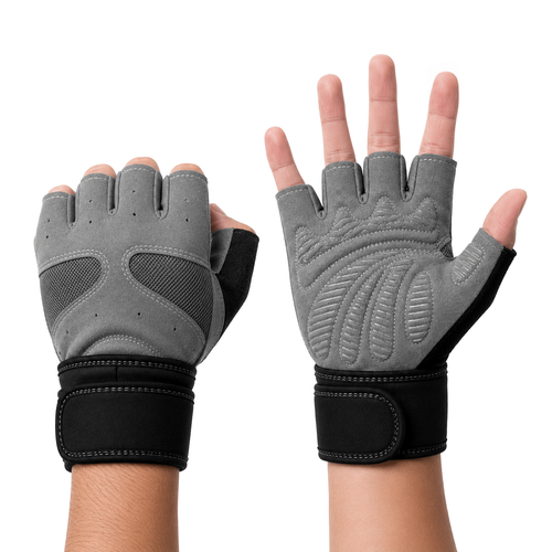 GUANTES DE GIMNASIO GRIS CON ANTIDESLIZANTE